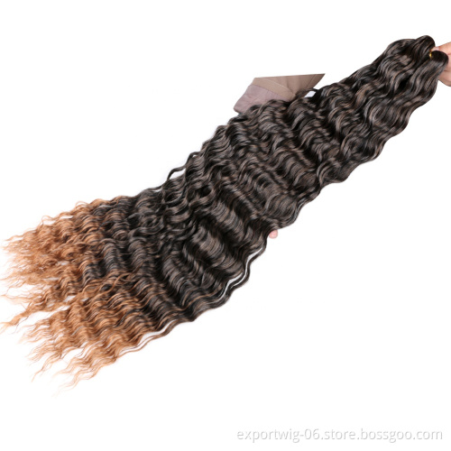 30 Inch Soft Long Water Wave Crochet Hair Afro Marely Kinky Synthetic Braiding Hair Natural Wavy Ombre Blonde Hair Extensions